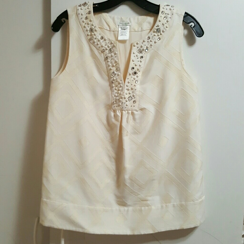 Kate Spade Beaded Top in Cream